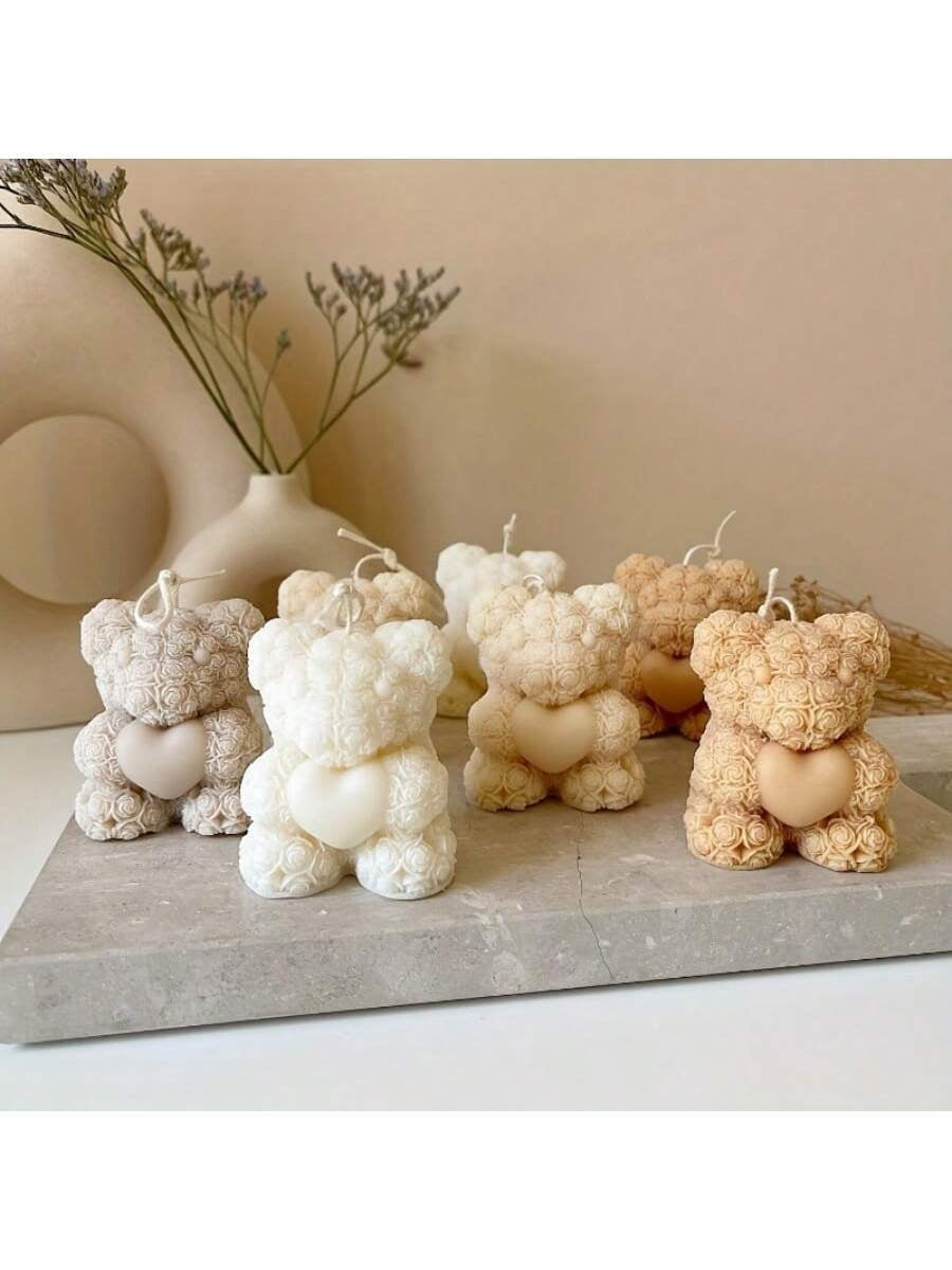 3D Rose Bear Candle & Gypsum Mold