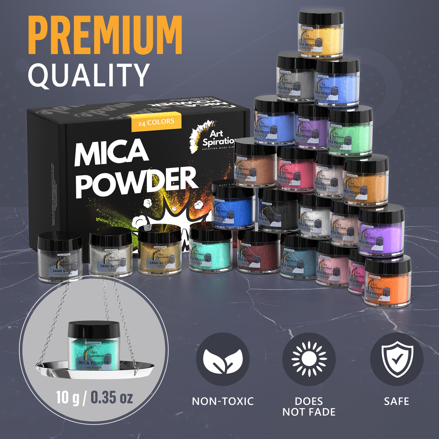Mica Powder Essential Series, 24 colors Set (10g/ 0.3oz each)
