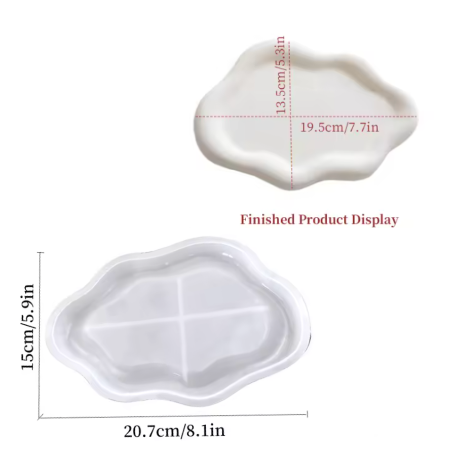 Silicone Heart Tray Mold Cloud Coaster Resin DIY Jewelry Trinket Dish Candle Holder Casting Concrete Irregular Design
