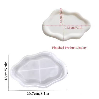 Silicone Heart Tray Mold Cloud Coaster Resin DIY Jewelry Trinket Dish Candle Holder Casting Concrete Irregular Design
