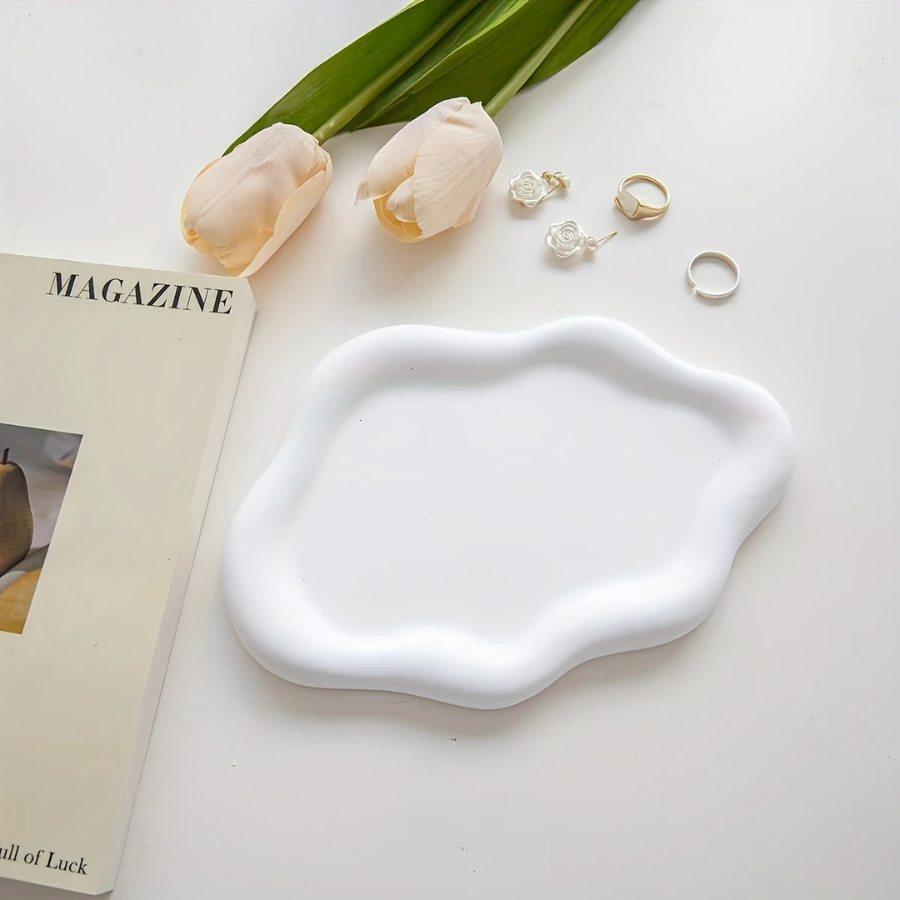 Silicone Heart Tray Mold Cloud Coaster Resin DIY Jewelry Trinket Dish Candle Holder Casting Concrete Irregular Design