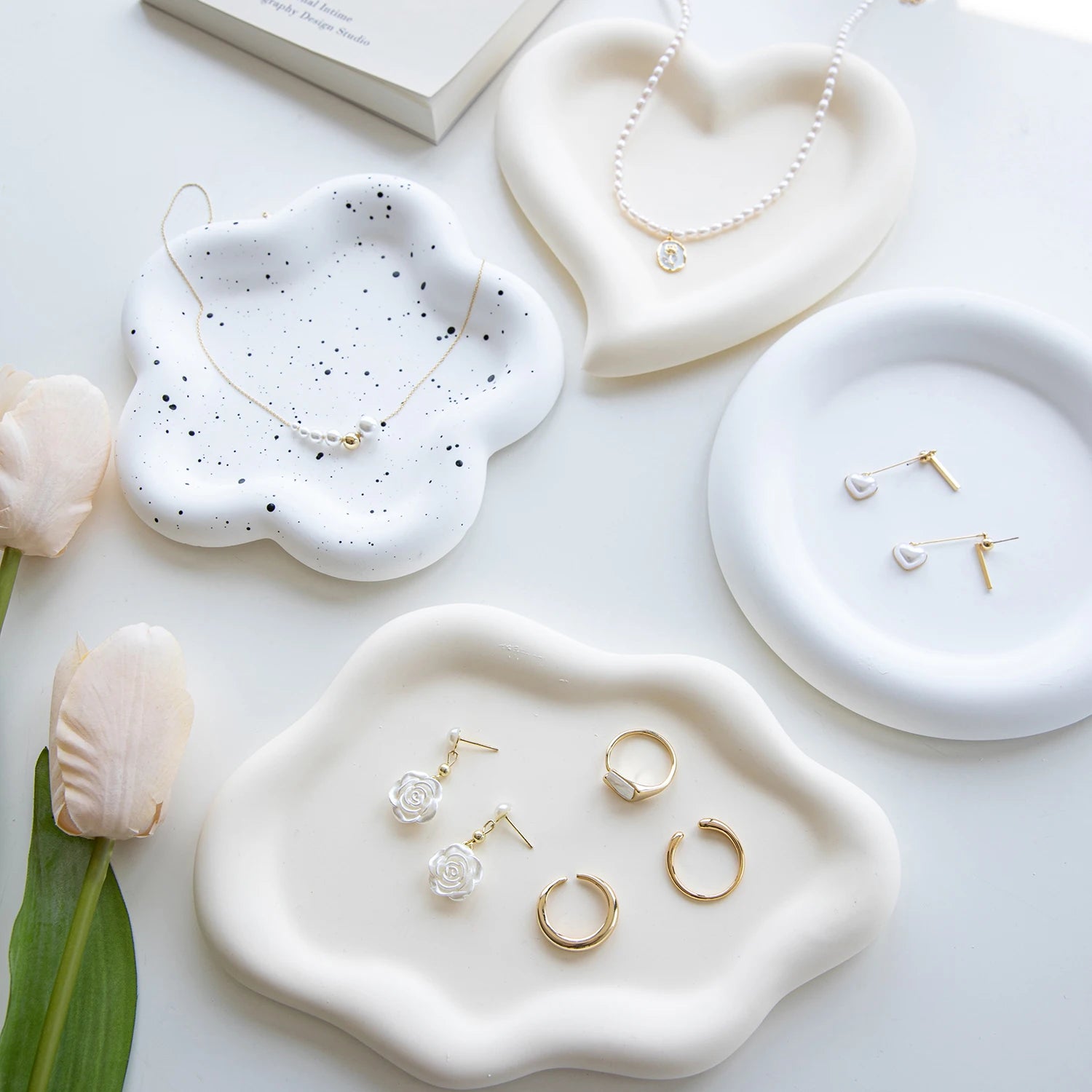 Silicone Heart Tray Mold Cloud Coaster Resin DIY Jewelry Trinket Dish Candle Holder Casting Concrete Irregular Design