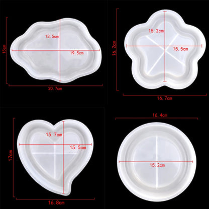 Silicone Heart Tray Mold Cloud Coaster Resin DIY Jewelry Trinket Dish Candle Holder Casting Concrete Irregular Design