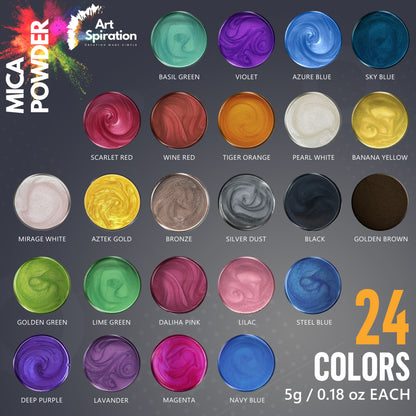 Mica Powder Essential Series, 24 colors Set (3g/ 0.03oz each)